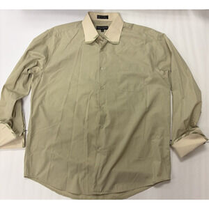 Daniel Ellissa French Cuff Shirt Mens 17.5 Sage & Beige 34/35